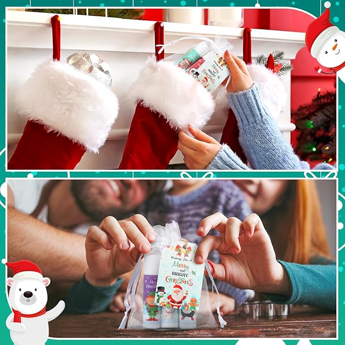 100 Pack Christmas Party Gifts Bulk Lip Balms Favors Bulk Christmas Stocking Stuffers Holiday Party Goodies Gifts Small Thank You Employee Appreciation Gifts for Women Men Coworkers Staff-VeraVaultWomen