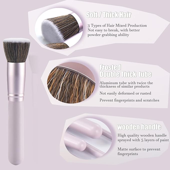 10 Piece Purple Makeup Brushes Set and 3 Piece Makeup Sponge - Wooden Handle with Soft Synthetic Bristles, for Face & Eye Makeup | Professional Cosmetic Brushes | Includes Travel Pouch-VeraVaultWomen