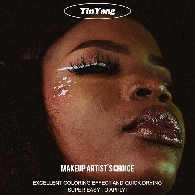 '-Water Activated Eyeliner Black & White “YinYang” 2 in 1 -Wet Liner Makeup - Smudge Proof Face Body Paint - Great for Cosplay, Holiday, Party - Skin Safe & Child Friendly -10g/container