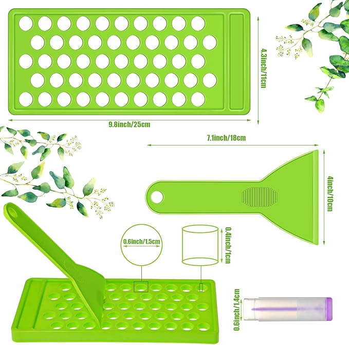 Maitys 2 Sets Lip Balm Tray and Spatula Portable Lip Balm Filling Tray and Spatula Set Lip Balm Tube Holder Lip Balm Tubes Tray Lip Balm Containers Lip Gloss Making Kit(Green)-VeraVaultWomen