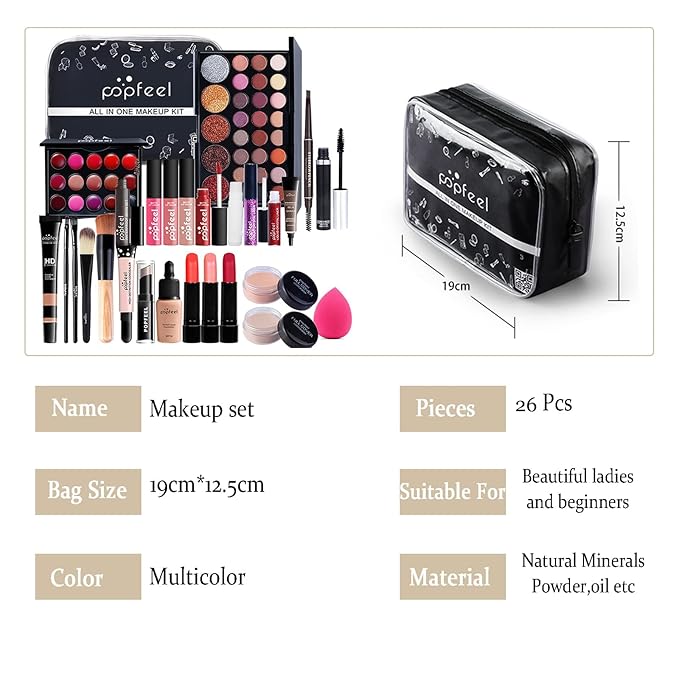 Makeup Kit for Women Full Kit, 26PCS Multi-Purpose Makeup Kit All-in-One Makeup Gift Set Makeup Essential Starter Kit, Compact and Lightweight Design for Girls, Women-VeraVaultWomen