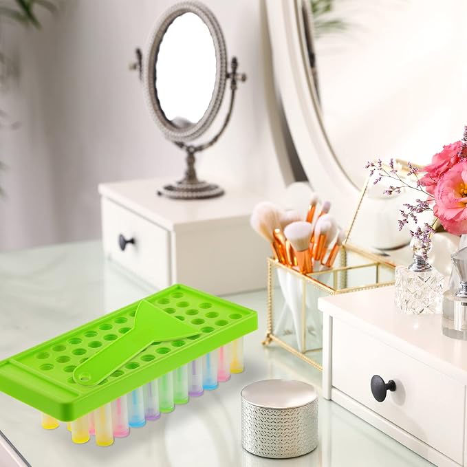 Maitys 2 Sets Lip Balm Tray and Spatula Portable Lip Balm Filling Tray and Spatula Set Lip Balm Tube Holder Lip Balm Tubes Tray Lip Balm Containers Lip Gloss Making Kit(Green)-VeraVaultWomen