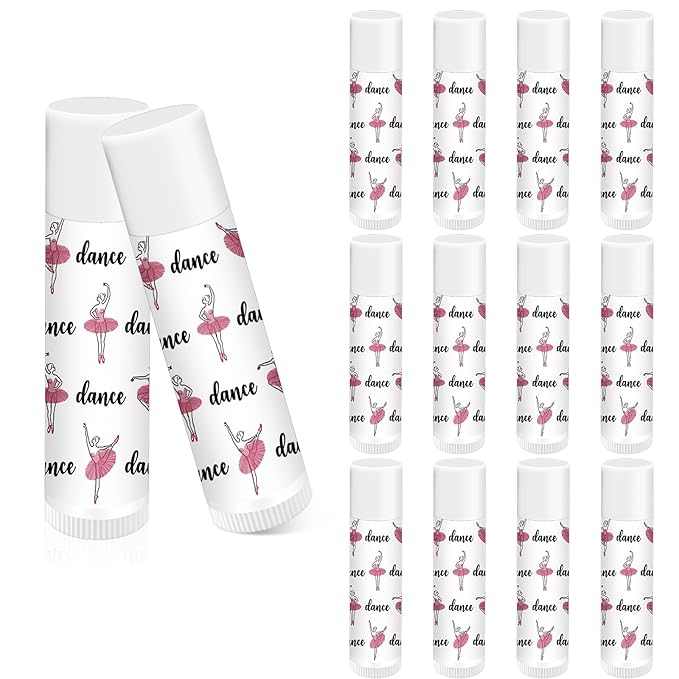 12 Pack Dance Theme Ballet Lip Balms Bulk Moisturizing Lip Balms Back To School Gift Ballet Gifts Lip Balm Christmas Thanksgiving Day Dance Party Thanks Gift for Dancer Girl Woman-VeraVaultWomen