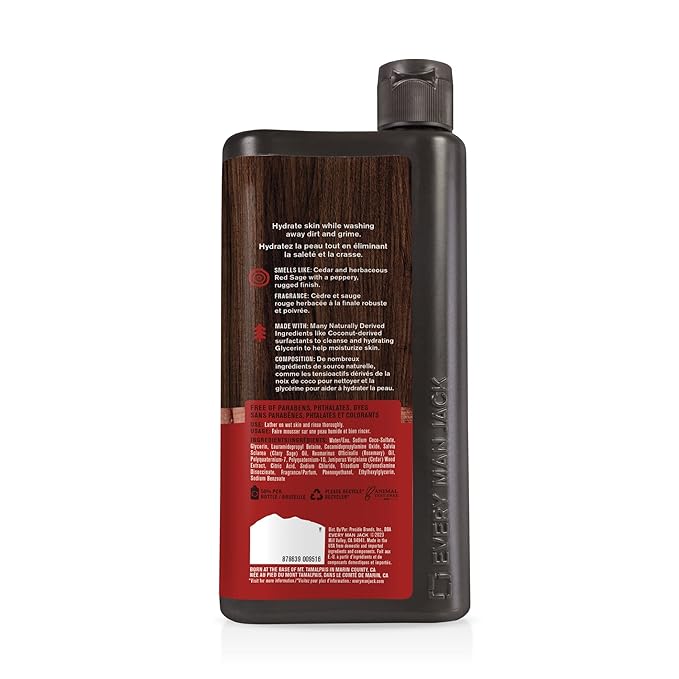 Every Man Jack Nourishing Cedar + Red Sage Mens Body Wash for All Skin Types - Naturally Derived Ingredients - Cleanse and Hydrate Skin with Coconut and Glycerin - 24oz 2 Bottles-VeraVaultWomen