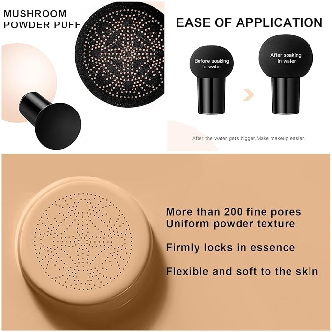 Mushroom Head Air Cushion CC Cream Foundation BB Cream Foundation Makeup Moisturizing CC Cream Liquid Foundation,Concealer Lasting Makeup Foundation Even Skin Tone Makeup Base Primer (#04 Nude)-VeraVaultWomen