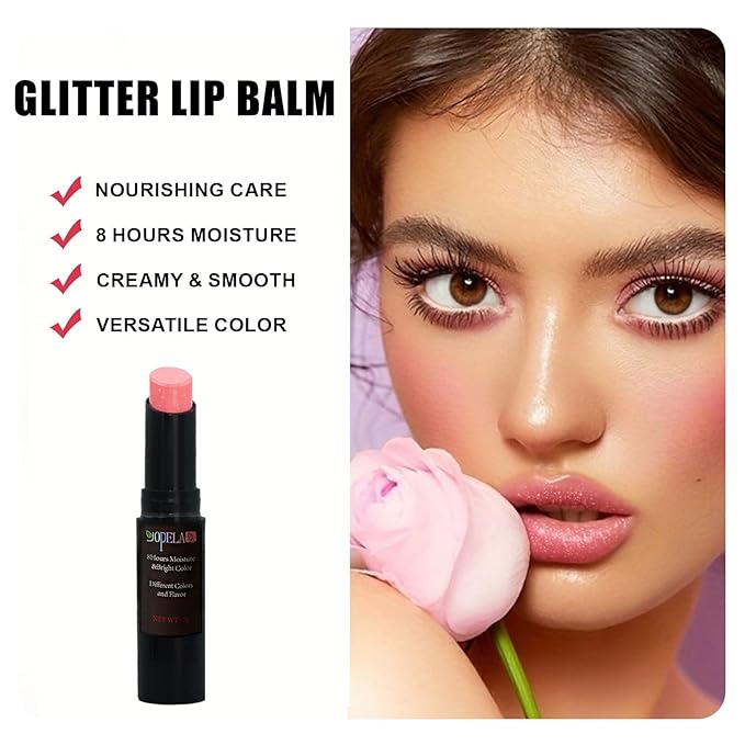 10 Pack Tinted Lip Balm With Glitter Powder Stocking Stuffers Tinted Chapstick - Moisturizing Lip Balm with Shimmer - Lipstick Set - Assorted Colors and Favors-VeraVaultWomen