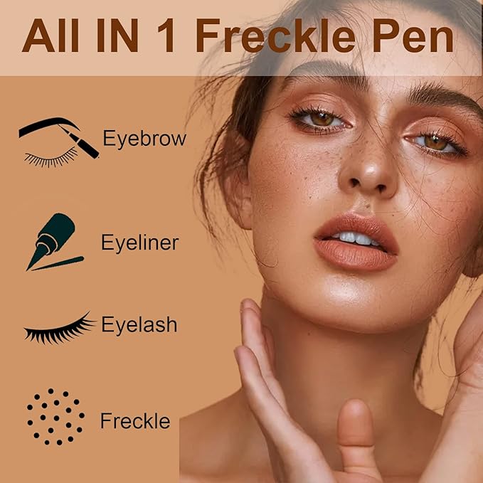 Freckle Pen, Freckle Makeup Pen for Face, Waterproof Long Lasting Quick Dry Faux Freckle Pen, Soft Artificial Freckles Makeup Face Decoration, Create Natural Sunkissed Skin (Chestnut)-VeraVaultWomen