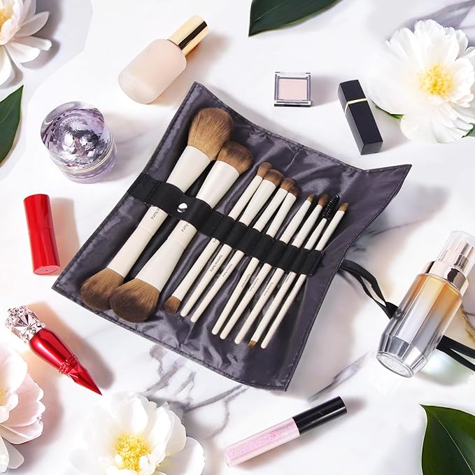 Makeup Brush Set 10pc, Dual-Ended Makeup Brushes For Bronzer, Contour, Eyeshadow, Blush, Concealer & Foundation Application-VeraVaultWomen