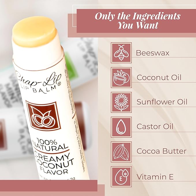 100% Natural Lip Balm Set - Hydrating and Moisturizing Beeswax Natural 4 Flavor Assortment - Lip Moisturizer for Dry Lips - Cocoa Butter - Petroleum Free Pack of 24-VeraVaultWomen