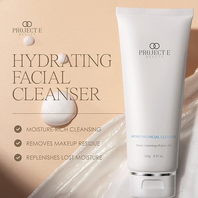 Project E Beauty Hydrating Facial Cleanser Gentle Cleansing | Removes Dirt, Oil & Makeup | Moisturizes & Hydrates | Brightens Complexion | Non-Foaming Formula | For All Skin Types | 125g-VeraVaultWomen