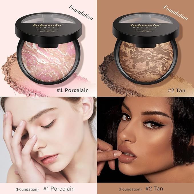 Baked Brighten Foundation, Coror Correcting Baked Balance Foundation,Buildable Coverage, Lightweight Powder Foundation, Creates a Perfect Canvas and a Natural Semi-Matte Finish(02# Tan)-VeraVaultWomen