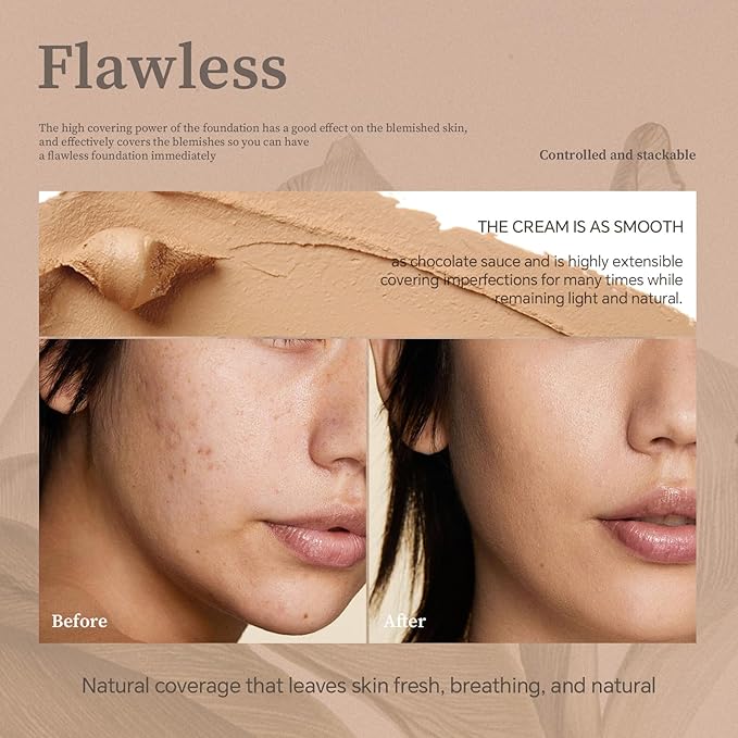 Multi-Use Foundation Stick Makeup with Brush,High Coverage Blendable Lightweight Contour Stick,Waterproof Flawless Natural Finish Creamy Foundation Makeup,Longwear Face Makeup Stick(#1)-VeraVaultWomen