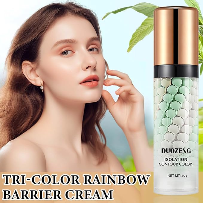 1 Pcs One Step Color Corrector,Natural Isolation Cream,Face Primer Makeup Tricolor Moisturizer,Oil Control & Moisturizing Skin Tone Correcting Primer Concealer Foundation Set B-VeraVaultWomen