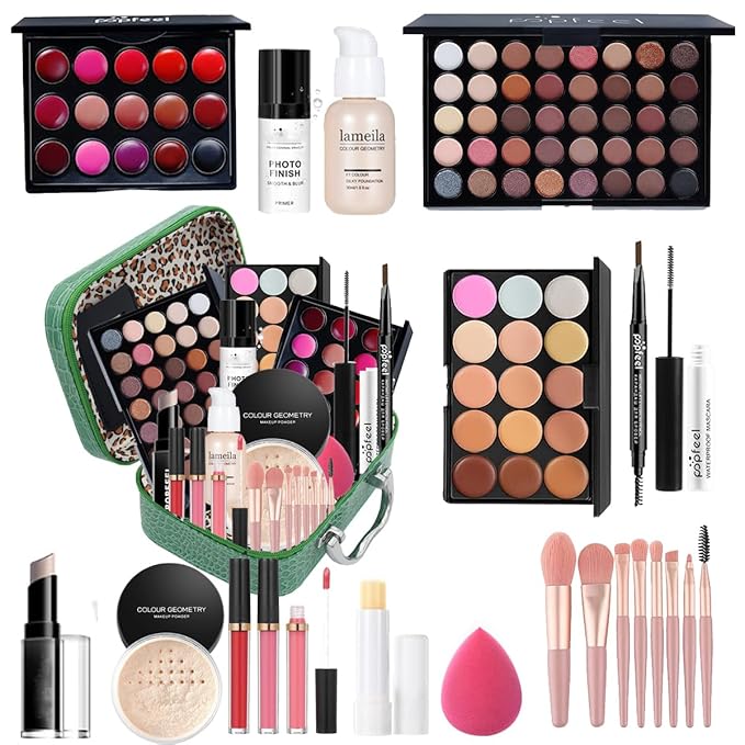 Makeup Kit For Wonmen Full Kit Eyeshadow Eyeliner lipgloss, Lipstick Makeup brushes Mascara Eyebrow pencil Concealer Face Powder Primer make up Set For Girls Beginners-VeraVaultWomen