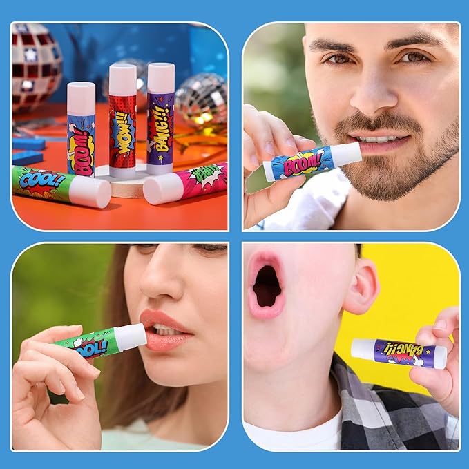 100 Pcs Hero Party Favors Lip Balms Bulk for Kids Birthday Party Moisturizing Lip Balm for Hero Themed Celebration Gifts Lip Care Products for Classroom Rewards Favor Party Supplies-VeraVaultWomen