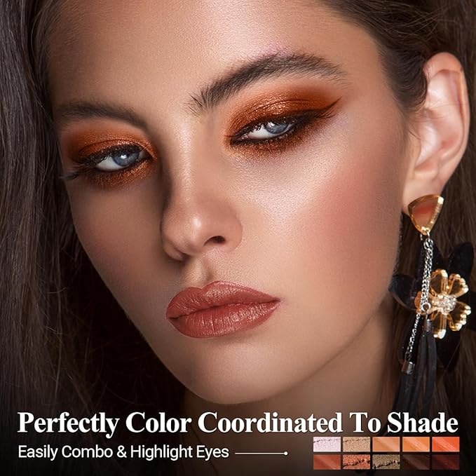 10PCS Eyeshadow Stick,Shimmer And Matte Brown Metallic Cream Eyeshadow Pencil Crayon with Smudge-proof & Waterproof,Eye Brightener Stick-VeraVaultWomen