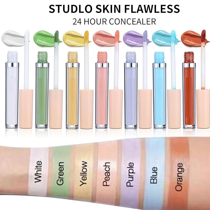 MAEPEOR Liquid Conceal Contour 7 Colors Cream Lightweight Liquid Concealer Contour Makeup for Concealing Blemishes, Brighten Dark Circles (Color 06 Green)-VeraVaultWomen