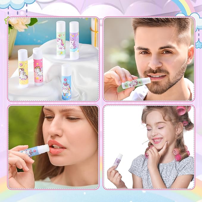 100 Pcs Unicorn Party Favors Lip Balms Bulk for Kids Birthday Party Moisturizing Lip Balm for Unicorn Themed Celebration Gifts Lip Care Products for Classroom Rewards Favor Party Supplies-VeraVaultWomen