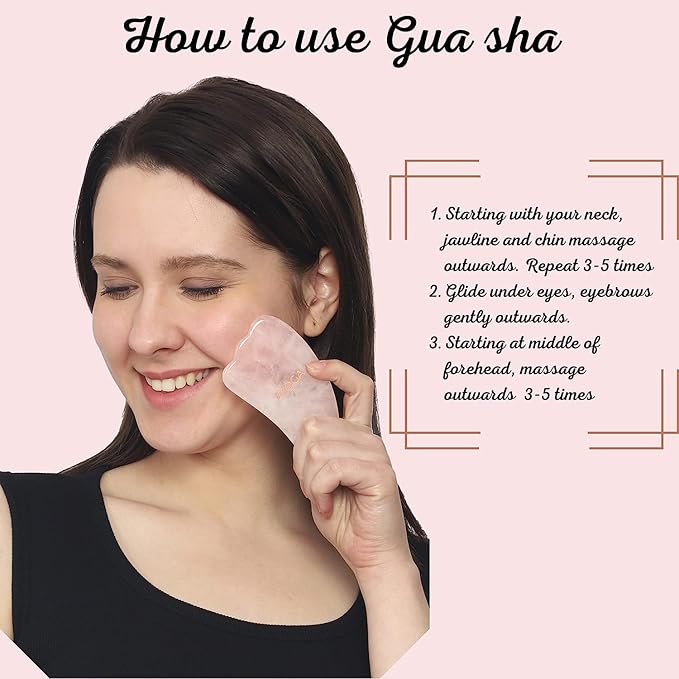 Rose Quartz Roller and Gua sha Set | Reduces Wrinkles, Fine lines and Dark Circles | Pink Jade Roller | Anti-aging Massager for Skin Toning and Tightening for Face, Eyes, Neck-VeraVaultWomen