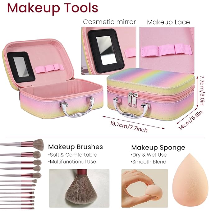 Makeup Kit for Women Full Kit, Travel Makeup Kit, Makeup Gift Set for Teens Girls Beginners Professionals, Makeup Bundle Include 2 Matte & Glitter Eyeshadow Palettes, Lip Gloss Set-VeraVaultWomen