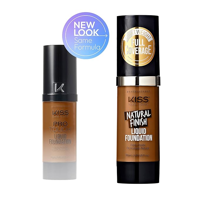 Kiss New York Professional Liquid Foundation - Lightweight and Hydrating Formula, Natural Finish, Control Shine, Cover Pores, Medium to Full Coverage, Green Tea Extract (Maple)-VeraVaultWomen
