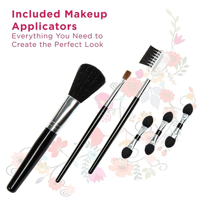 Makeup Kit Set - 32 Eye Shadows 6 Lip Glosses 2 Lip Gloss Wands 2 Lipsticks 1 Face Powder Duo 1 Blush Powder Duo 1 Mascara - Case with Carrying Handle-VeraVaultWomen