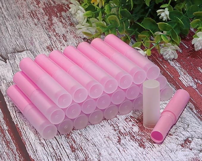 0.14oz Empty Flavored Lip Balm Container Tubes Plastic Homemade Moisturizing Lip Stick with Caps Bulk Fit for Women Adult DIY Making Supplies, 25 Count (Rose Pink)-VeraVaultWomen
