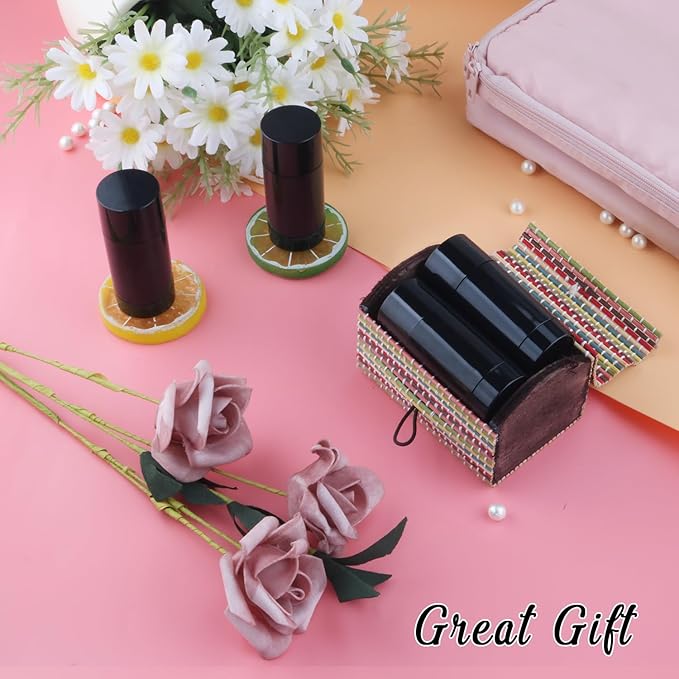 12 Pieces 15g Black Plastic Deodorant Containers,Empty 1/2 oz Travel Lip Balm Tubes,Refillable Twist-UP Solid Perfume Tubes,Lipstick Tubes for DIY-VeraVaultWomen
