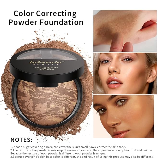 Baked Brighten Foundation, Coror Correcting Baked Balance Foundation,Buildable Coverage, Lightweight Powder Foundation, Creates a Perfect Canvas and a Natural Semi-Matte Finish(02# Tan)-VeraVaultWomen