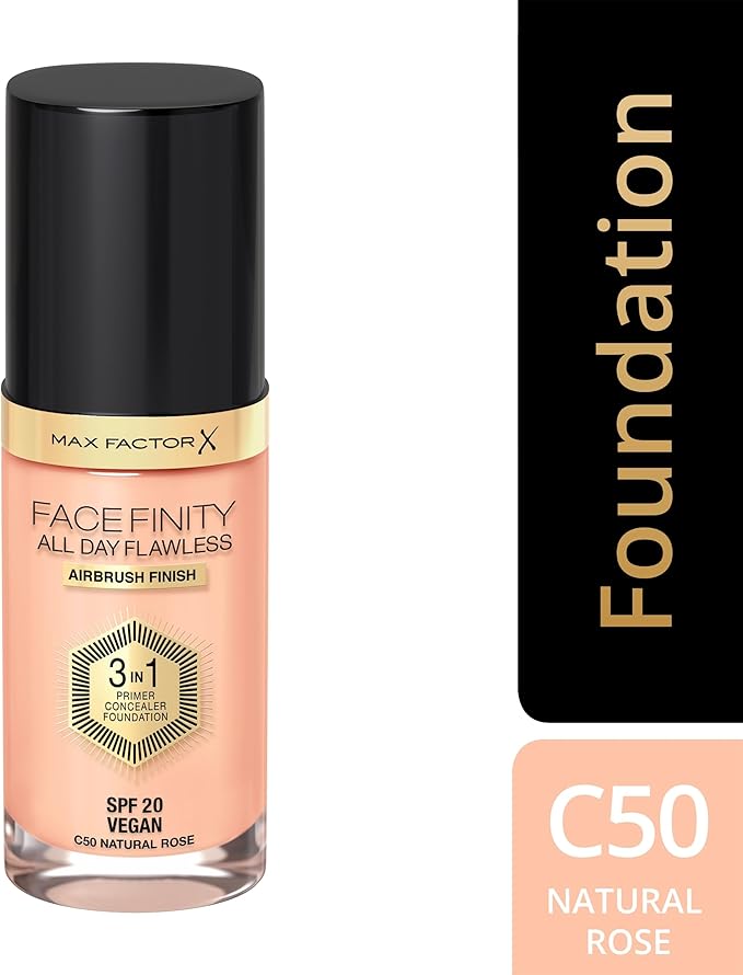 Max Factor Facefinity All Day Flawless 3 In 1 Foundation SPF 20, No. 50 Natural-VeraVaultWomen