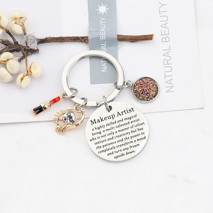 Makeup Artist Keychain Esthetician Gift Beauty Salon Jewelry for Woman Girl Beautician Gift for Makeup Lover-VeraVaultWomen
