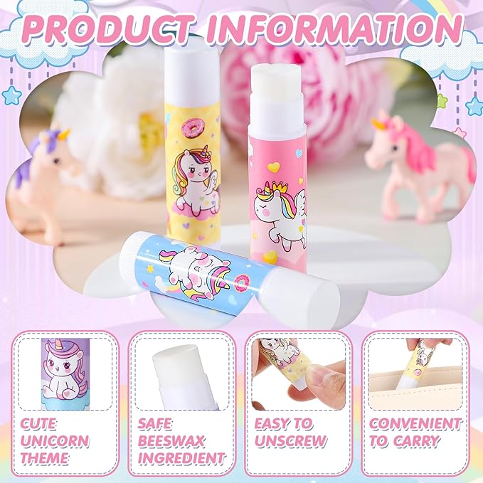 100 Pcs Unicorn Party Favors Lip Balms Bulk for Kids Birthday Party Moisturizing Lip Balm for Unicorn Themed Celebration Gifts Lip Care Products for Classroom Rewards Favor Party Supplies-VeraVaultWomen