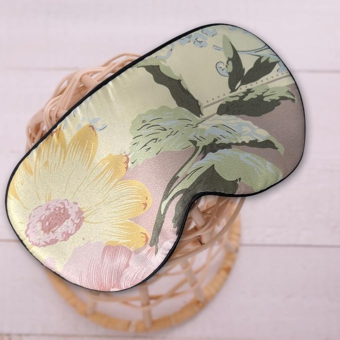 100% Pure Silk Eye Mask Sleep Eye Mask Eye Cover Eyeshade Sleeping Eye Mask Floral Colors (#28)-VeraVaultWomen