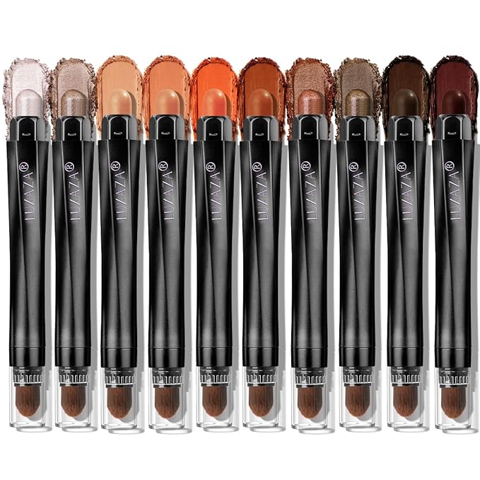 10PCS Eyeshadow Stick,Shimmer And Matte Brown Metallic Cream Eyeshadow Pencil Crayon with Smudge-proof & Waterproof,Eye Brightener Stick-VeraVaultWomen