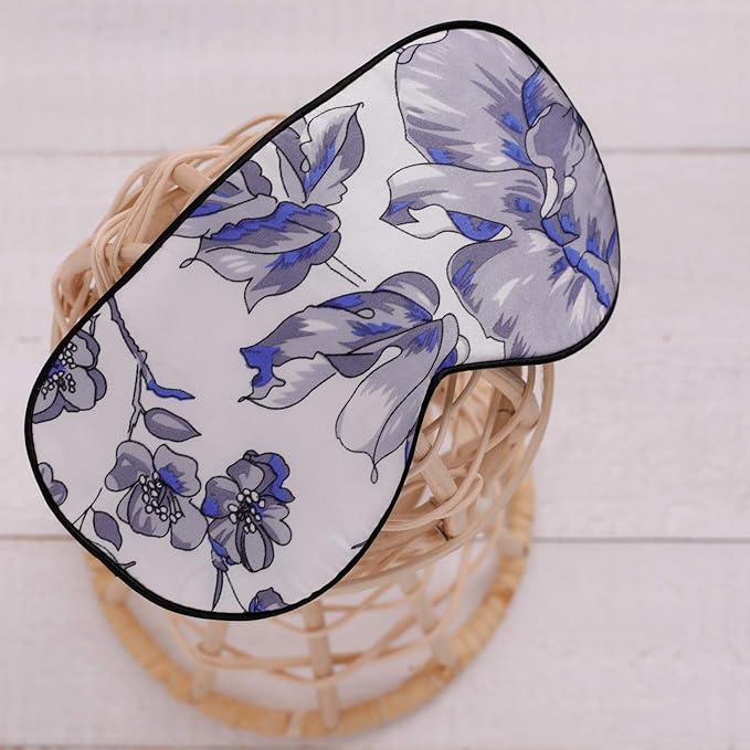 100% Pure Silk Eye Mask Sleep Eye Mask Eye Cover Eyeshade Sleeping Eye Mask Printed Colors (#11)-VeraVaultWomen