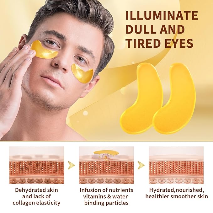 10Pairs 20Pcs 24K Gold Under Eye Patches, Collagen Eye Masks for Dark Circles and Puffiness, Reduce Wrinkles and Puffy Eyes, Refresh Your Skin, Women Skincare Eye Treatment Products-VeraVaultWomen