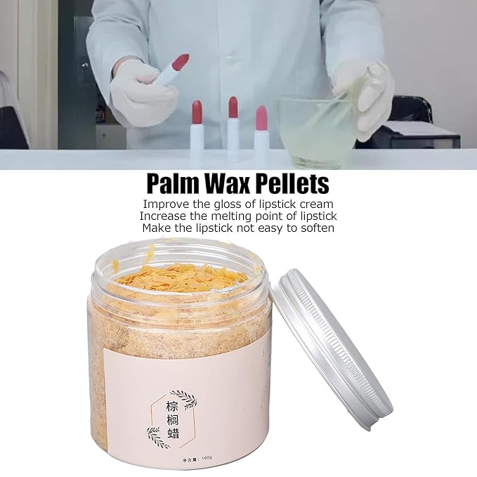 100g Palm Wax Pellets, Carnauba Wax for Lip Balm, Cosmetics DIY Carnauba Wax Material Accessory Lip Balm Making Supplies for Lipstick Lip Balm Making Increase the Melting Point of Lipstick-VeraVaultWomen