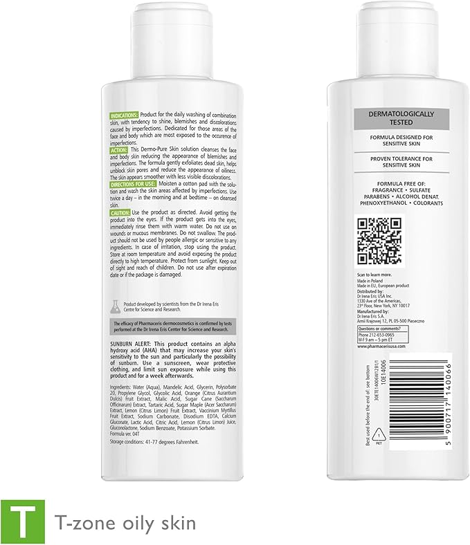 Face & Body Breakout Solution - 3% Mandelic Acid Helps Clarify Blemish & Acne Prone Skin, Face, Back & Chest Pimples Exfoliating & Clearing Treatment, SEBO-ALMOND-CLARIS, 6.42 fl oz-VeraVaultWomen
