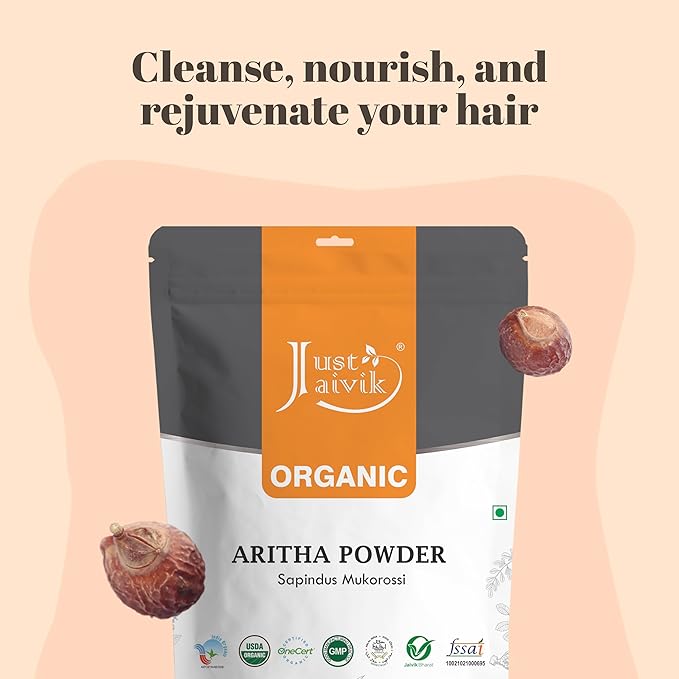 100% Organic Certified Aritha Powder (Soap Nut Powder) 227g /0.5 LB/ 08oz - Organic Hair Cleansing and Conditioning Product-VeraVaultWomen
