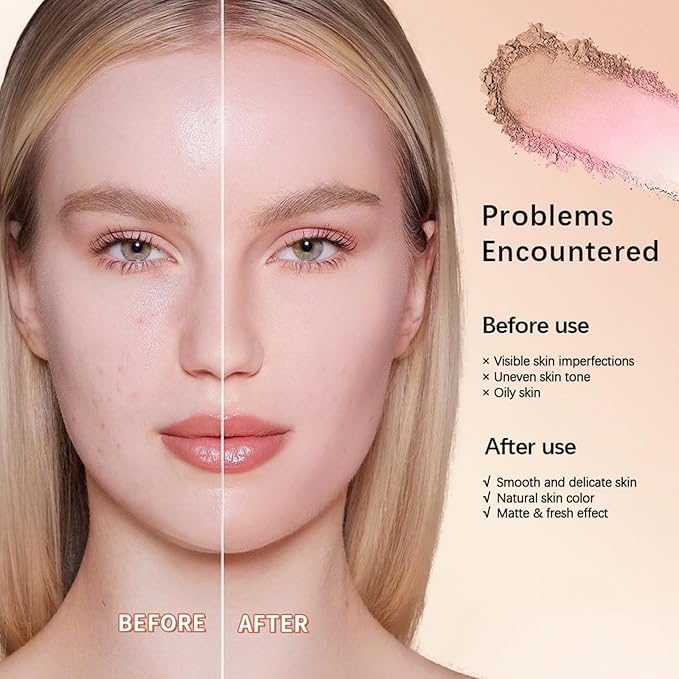 Baked Brighten Foundation, Coror Correcting Baked Balance Foundation,Buildable Coverage, Lightweight Powder Foundation, Creates a Perfect Canvas and a Natural Semi-Matte Finish(02# Tan)-VeraVaultWomen