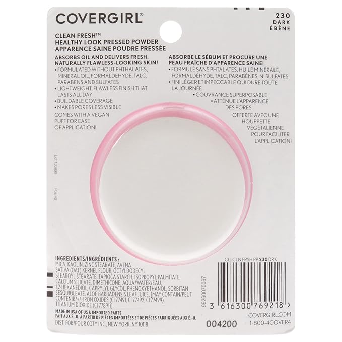 COVERGIRL Clean Fresh Pressed Powder, Dark, 0.35 Oz-VeraVaultWomen