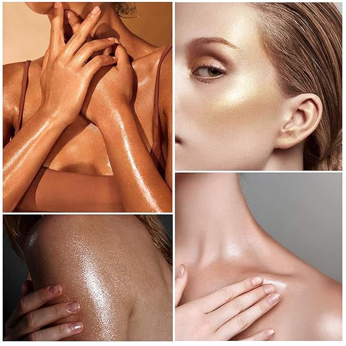 MAEPEOR Shimmer Body Luminizer 5 Colors Moisturizing Glow Illuminator Smooth and Non-sticky Summer Body Highlighter For Face & Body (80ML, 03 Bronze Gold)-VeraVaultWomen