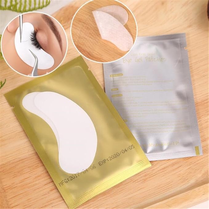 100 Pairs Set,Eye Gel Patches,Under Eye Pads Lint Free Lash Extension Eye Gel Patches for Eyelash Extension (gold)-VeraVaultWomen