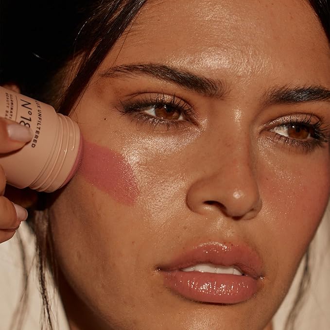 '+ Lux Unfiltered N°18 Illuminating Beauty Balm - Cream Blush Stick with Mango Butter - Buildable and Blendable Shimmer Blush Makeup Stick - Vegan & Cruelty Free - Sunset (A Sheer Sun Kissed Glow)
