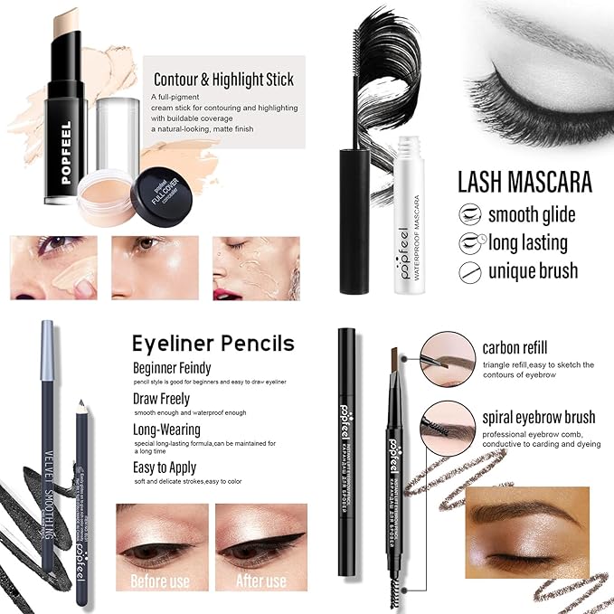 Makeup Kit for Women, All in One Makeup Gift Set for Women and Teen Girl, Full Makeup Kit with Lipgloss Eyeshadow Palette Concealer Stick Mascara Eyeliner Pencil Eye Shadow Brush-VeraVaultWomen