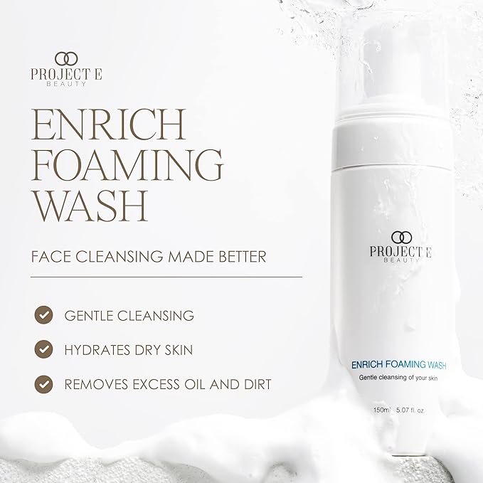 Project E Beauty Enrich Foaming Wash Gentle Cleansing | Moisturizing Daily Face Cleanser | Removes Dirt & Excess Oil | Brightens Skin | Hydrating Formulation | Clear & Smooth Skin | 150ml-VeraVaultWomen