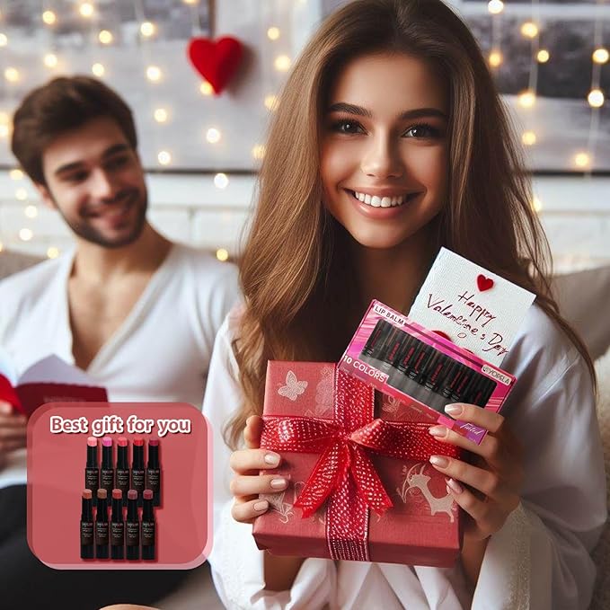 10 Pack Tinted Lip Balm Stocking Stuffers Tinted Chapstick - Moisturizing Lips - No petroleum, Chemicals, Gluten, or Phthalat-VeraVaultWomen
