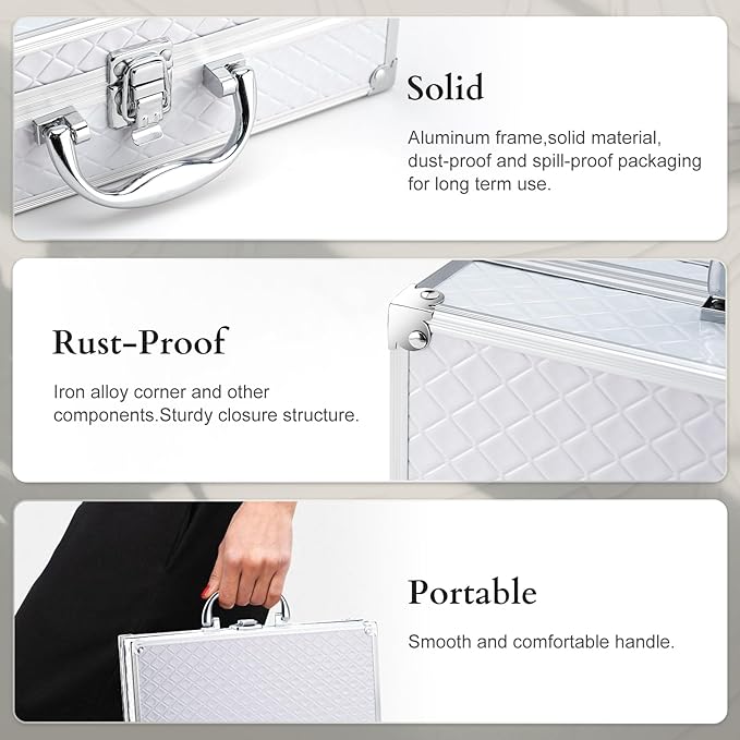 Makeup Kit for Women,All in One Makeup Gift Set for Girls in Cosmetic Train Case (White) With Mirror,Full Starter Cosmetic Kit Includes Eyeshadow Palette,Lipgloss,Blushes-VeraVaultWomen