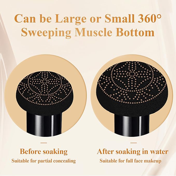 Mushroom Head Air Cushion CC Cream Foundation - Moisturizing & Long-Lasting BB Cream Concealer Makeup Base for All Skin Types, Brighten Long - Lasting Even Color Correcting Concealer (Natural)-VeraVaultWomen