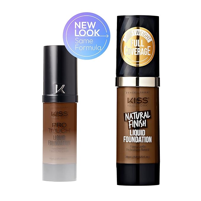 Kiss New York Professional Liquid Foundation - Lightweight and Hydrating Formula, Natural Finish, Control Shine, Cover Pores, Medium to Full Coverage, Green Tea Extract (Chestnut)-VeraVaultWomen